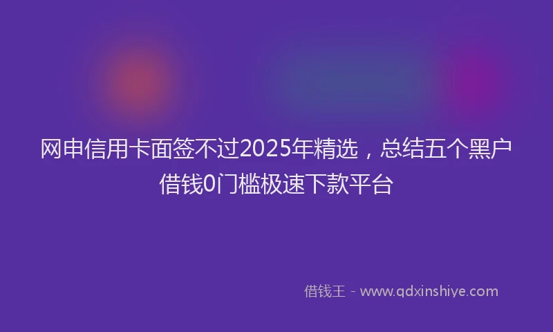 网申信用卡面签不过2025年精选，总结五个黑户借钱0门槛极速下款平台