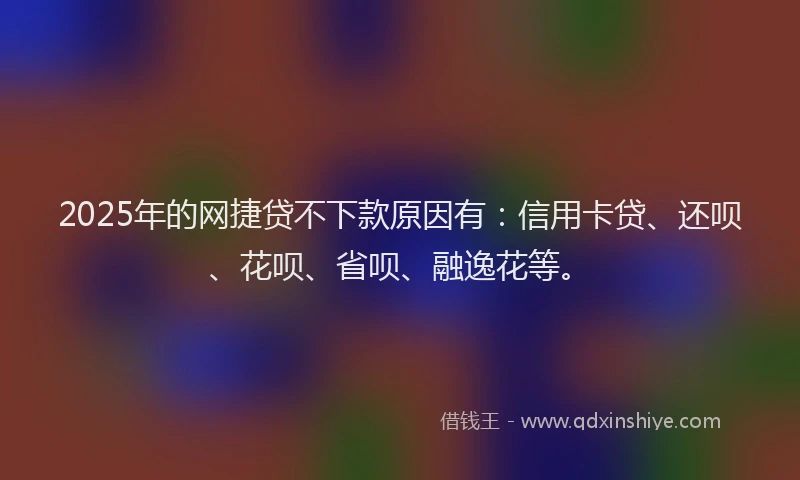 2025年的网捷贷不下款原因有：信用卡贷、还呗、花呗、省呗、融逸花等。