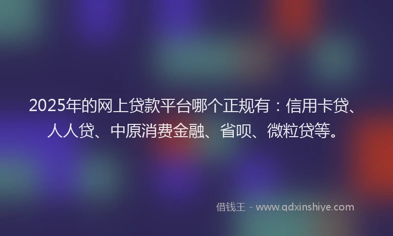 2025年的网上贷款平台哪个正规有：信用卡贷、人人贷、中原消费金融、省呗、微粒贷等。