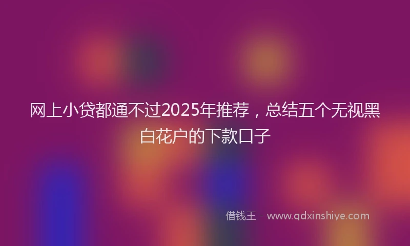 网上小贷都通不过2025年推荐，总结五个无视黑白花户的下款口子