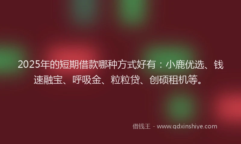 2025年的短期借款哪种方式好有：小鹿优选、钱速融宝、呼吸金、粒粒贷、创硕租机等。