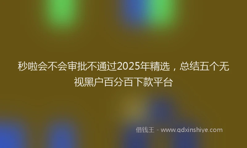 秒啦会不会审批不通过2025年精选，总结五个无视黑户百分百下款平台