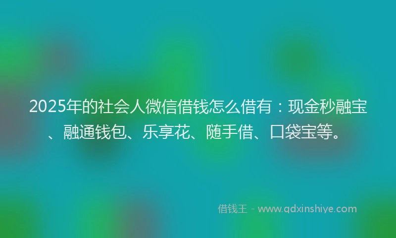 2025年的社会人微信借钱怎么借有：现金秒融宝、融通钱包、乐享花、随手借、口袋宝等。