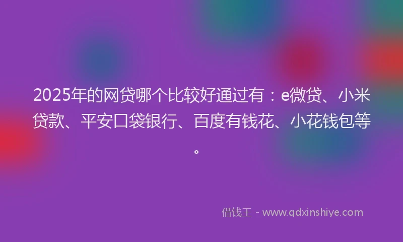 2025年的网贷哪个比较好通过有：e微贷、小米贷款、平安口袋银行、百度有钱花、小花钱包等。