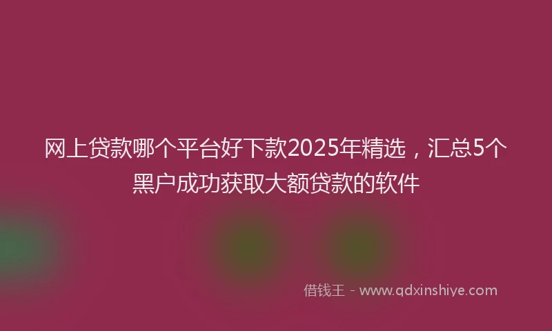 网上贷款哪个平台好下款2025年精选，汇总5个黑户成功获取大额贷款的软件