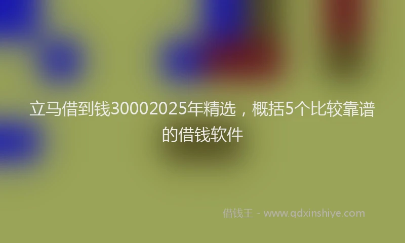 立马借到钱30002025年精选，概括5个比较靠谱的借钱软件