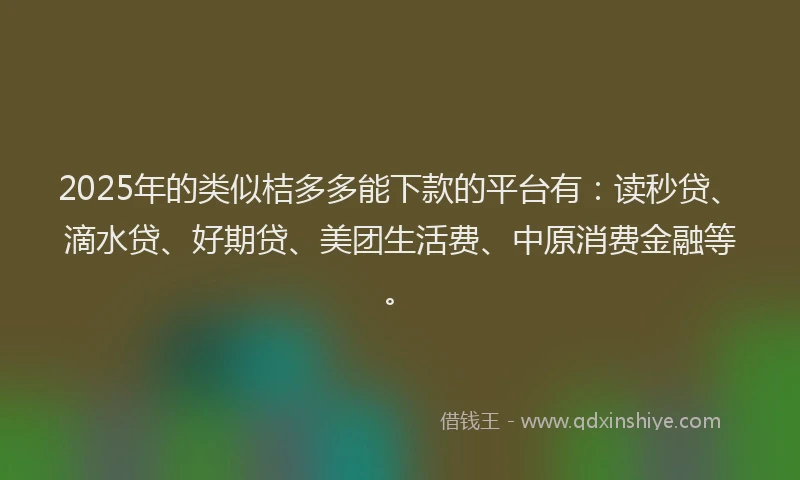 2025年的类似桔多多能下款的平台有：读秒贷、滴水贷、好期贷、美团生活费、中原消费金融等。