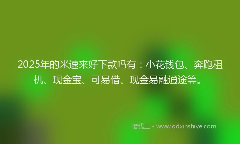 2025年的米速来好下款吗有：小花钱包、奔跑租机、现金宝、可易借、现金易融通途等。