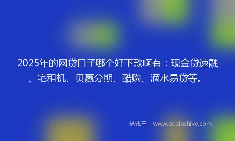 2025年的网贷口子哪个好下款啊有：现金贷速融、宅租机、贝赢分期、酷购、滴水易贷等。