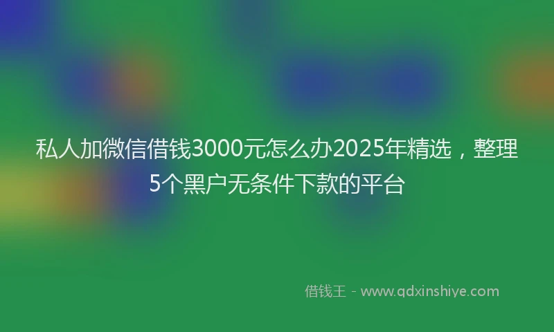 私人加微信借钱3000元怎么办2025年精选，整理5个黑户无条件下款的平台