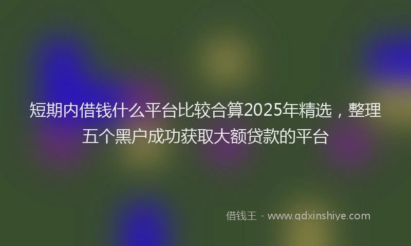 短期内借钱什么平台比较合算2025年精选，整理五个黑户成功获取大额贷款的平台