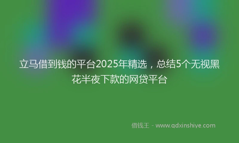 立马借到钱的平台2025年精选，总结5个无视黑花半夜下款的网贷平台