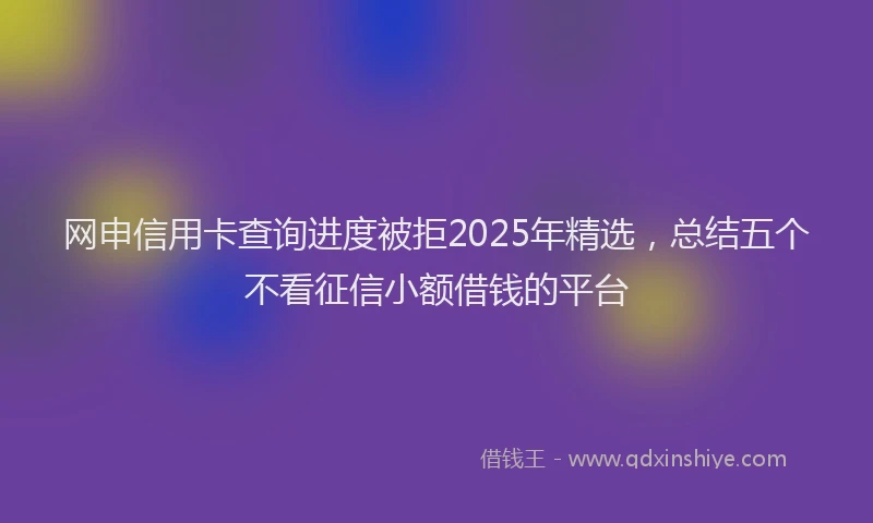 网申信用卡查询进度被拒2025年精选，总结五个不看征信小额借钱的平台