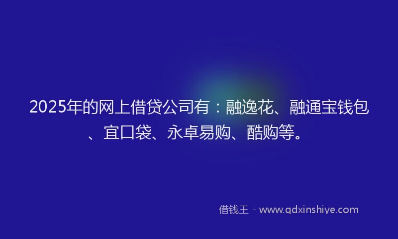 2025年的网上借贷公司有：融逸花、融通宝钱包、宜口袋、永卓易购、酷购等。