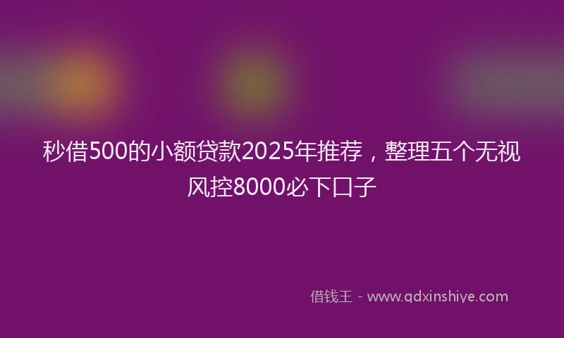 秒借500的小额贷款2025年推荐，整理五个无视风控8000必下口子
