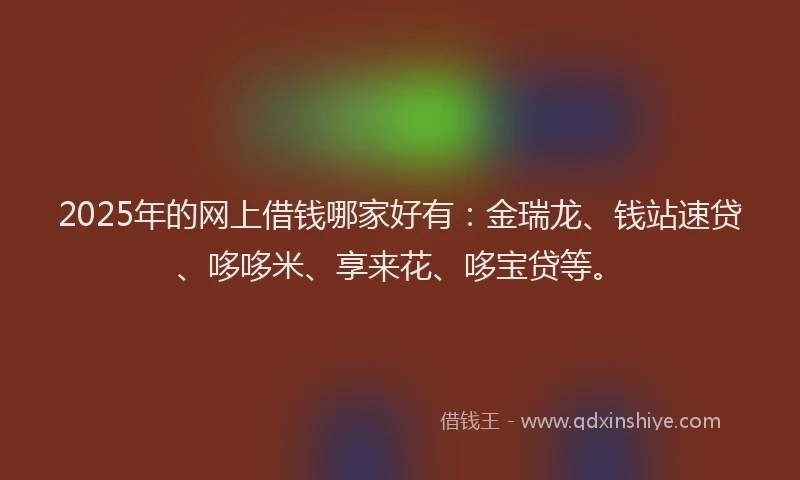 2025年的网上借钱哪家好有：金瑞龙、钱站速贷、哆哆米、享来花、哆宝贷等。