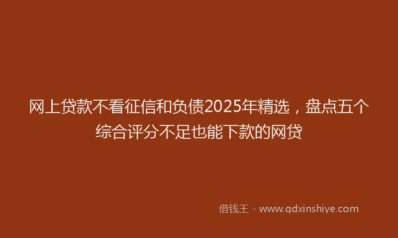 网上贷款不看征信和负债2025年精选，盘点五个综合评分不足也能下款的网贷