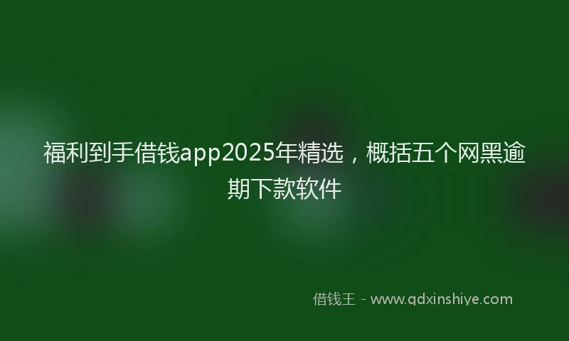 福利到手借钱app2025年精选，概括五个网黑逾期下款软件