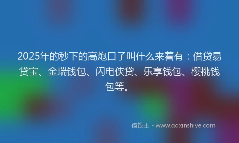 2025年的秒下的高炮口子叫什么来着有：借贷易贷宝、金瑞钱包、闪电侠贷、乐享钱包、樱桃钱包等。