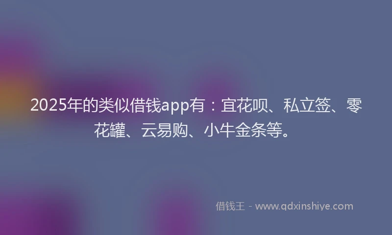 2025年的类似借钱app有：宜花呗、私立签、零花罐、云易购、小牛金条等。