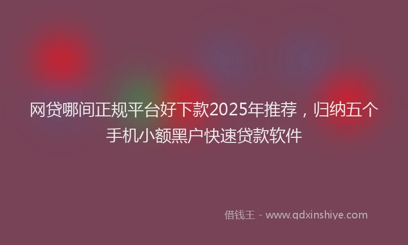 网贷哪间正规平台好下款2025年推荐，归纳五个手机小额黑户快速贷款软件