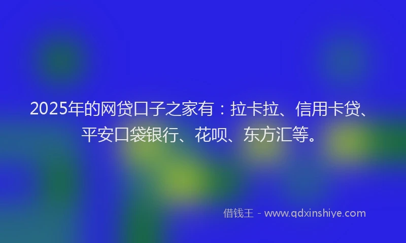 2025年的网贷口子之家有：拉卡拉、信用卡贷、平安口袋银行、花呗、东方汇等。