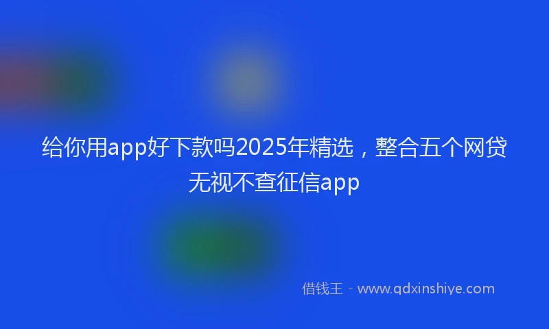 给你用app好下款吗2025年精选，整合五个网贷无视不查征信app