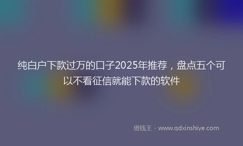 纯白户下款过万的口子2025年推荐，盘点五个可以不看征信就能下款的软件