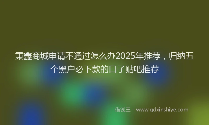 秉鑫商城申请不通过怎么办2025年推荐，归纳五个黑户必下款的口子贴吧推荐