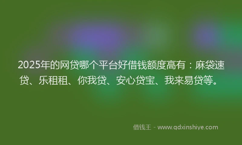 2025年的网贷哪个平台好借钱额度高有：麻袋速贷、乐租租、你我贷、安心贷宝、我来易贷等。
