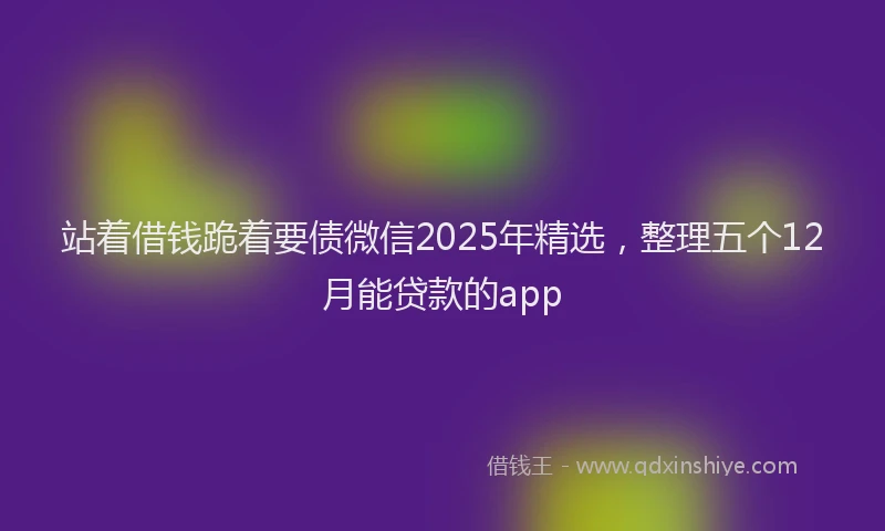 站着借钱跪着要债微信2025年精选，整理五个12月能贷款的app