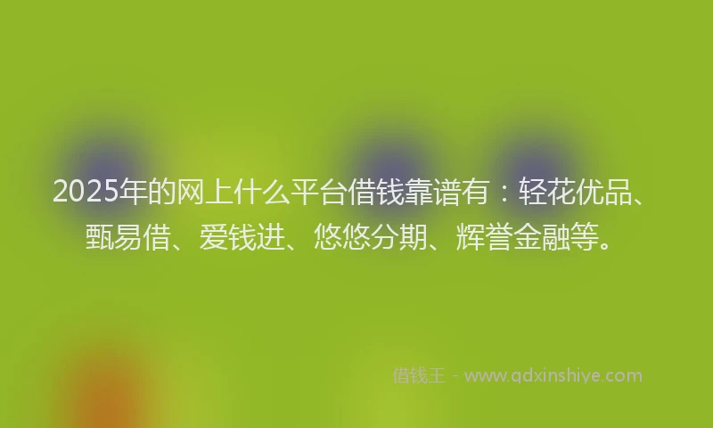 2025年的网上什么平台借钱靠谱有：轻花优品、甄易借、爱钱进、悠悠分期、辉誉金融等。