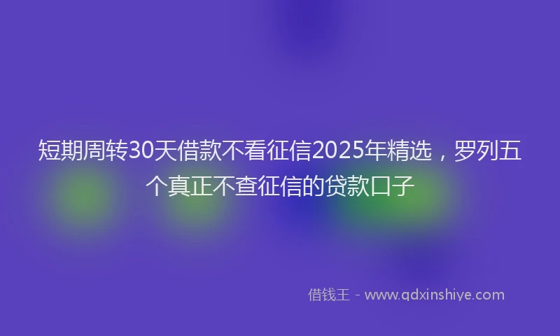 短期周转30天借款不看征信2025年精选，罗列五个真正不查征信的贷款口子