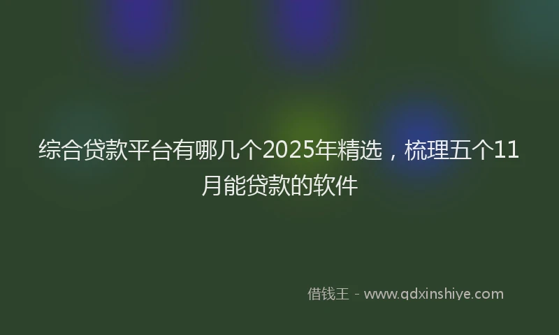 综合贷款平台有哪几个2025年精选，梳理五个11月能贷款的软件