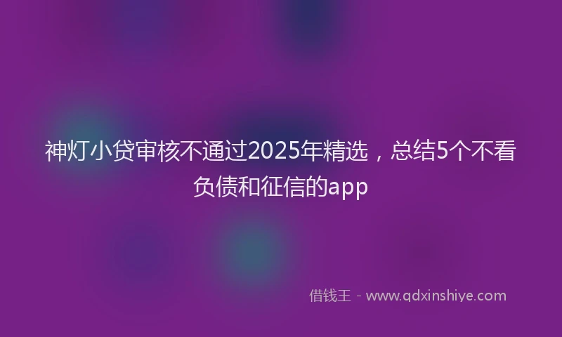 神灯小贷审核不通过2025年精选，总结5个不看负债和征信的app