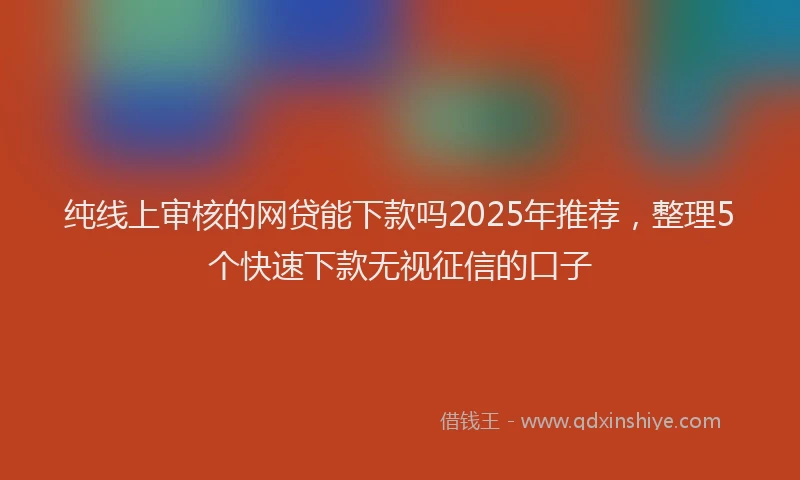 纯线上审核的网贷能下款吗2025年推荐，整理5个快速下款无视征信的口子