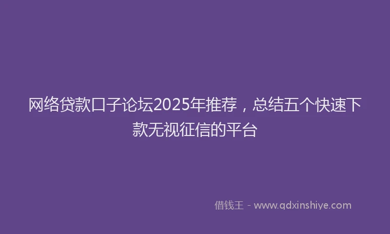 网络贷款口子论坛2025年推荐，总结五个快速下款无视征信的平台