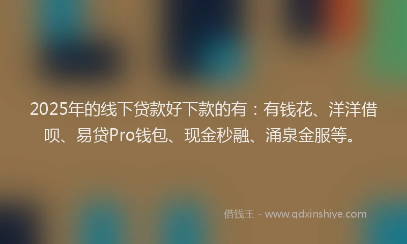 2025年的线下贷款好下款的有：有钱花、洋洋借呗、易贷Pro钱包、现金秒融、涌泉金服等。