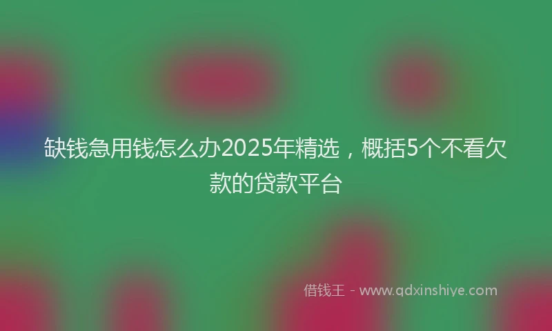 缺钱急用钱怎么办2025年精选，概括5个不看欠款的贷款平台