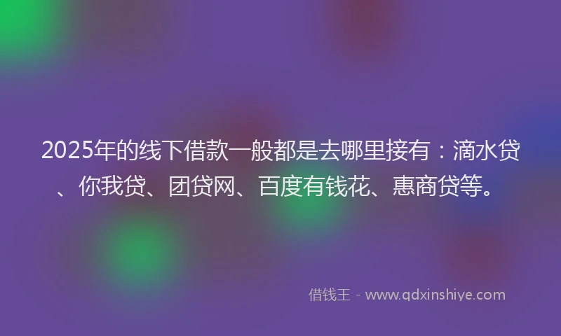 2025年的线下借款一般都是去哪里接有：滴水贷、你我贷、团贷网、百度有钱花、惠商贷等。