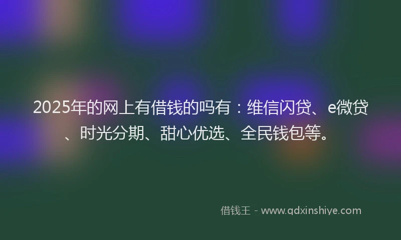 2025年的网上有借钱的吗有：维信闪贷、e微贷、时光分期、甜心优选、全民钱包等。