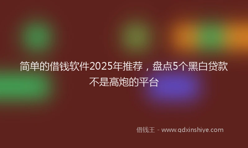简单的借钱软件2025年推荐，盘点5个黑白贷款不是高炮的平台