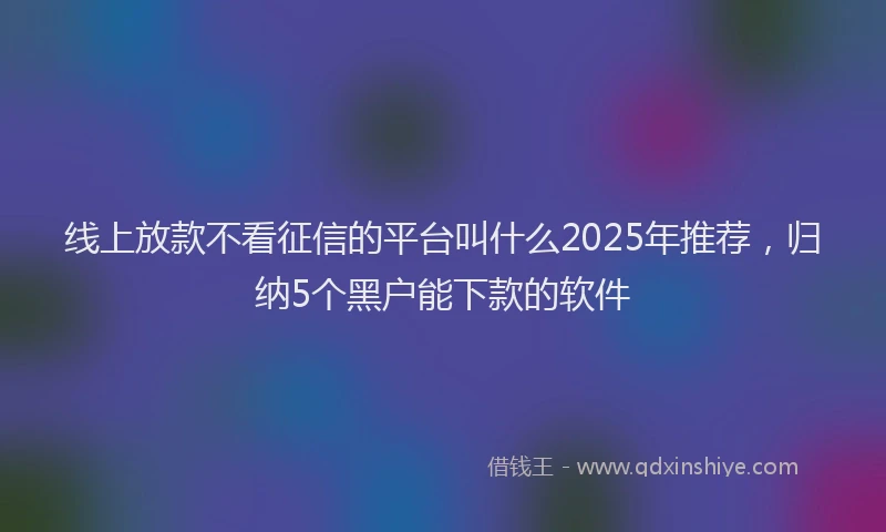 线上放款不看征信的平台叫什么2025年推荐，归纳5个黑户能下款的软件