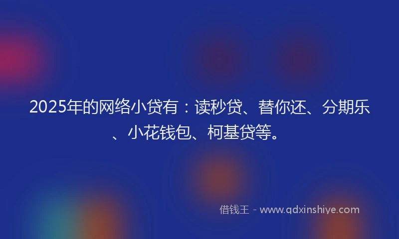 2025年的网络小贷有：读秒贷、替你还、分期乐、小花钱包、柯基贷等。
