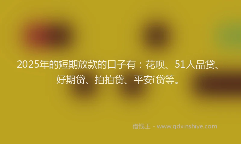 2025年的短期放款的口子有：花呗、51人品贷、好期贷、拍拍贷、平安i贷等。