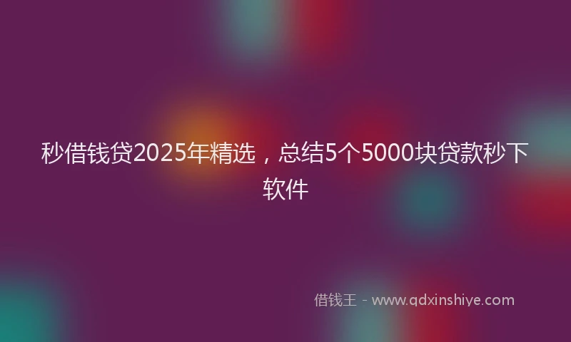 秒借钱贷2025年精选，总结5个5000块贷款秒下软件