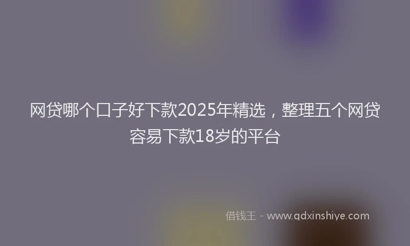 网贷哪个口子好下款2025年精选，整理五个网贷容易下款18岁的平台