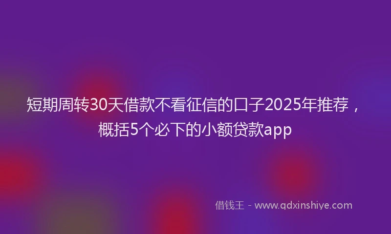 短期周转30天借款不看征信的口子2025年推荐，概括5个必下的小额贷款app