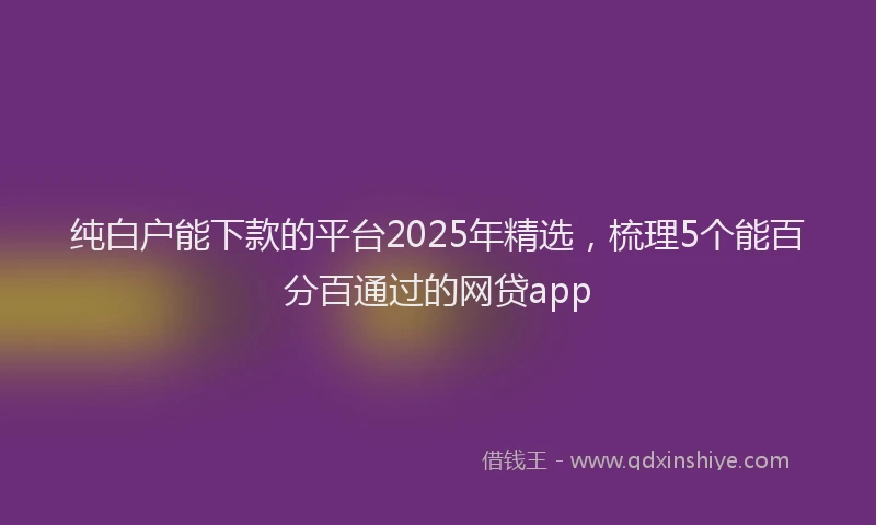 纯白户能下款的平台2025年精选，梳理5个能百分百通过的网贷app