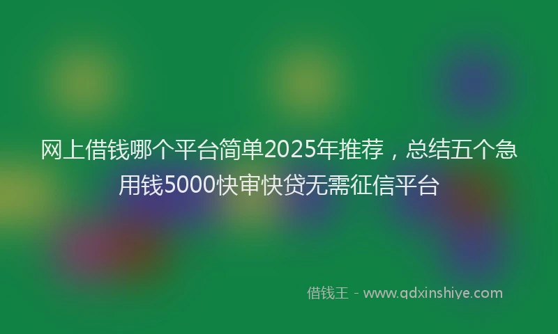 网上借钱哪个平台简单2025年推荐，总结五个急用钱5000快审快贷无需征信平台